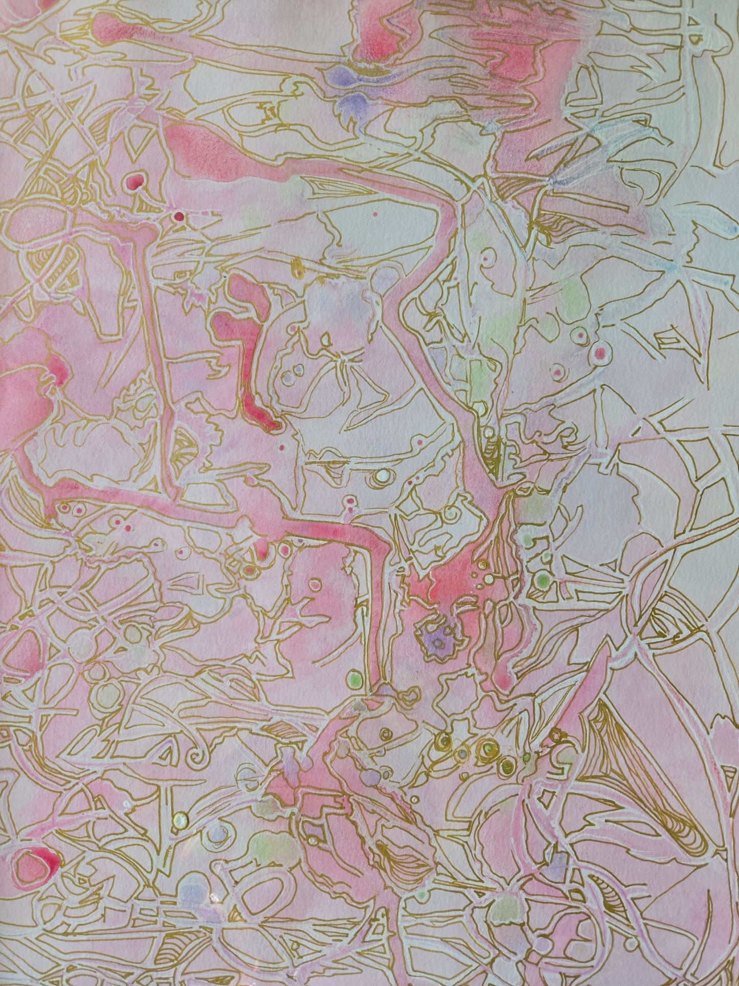 12 x 18 in. Abstract Watercolor - Pink Plume